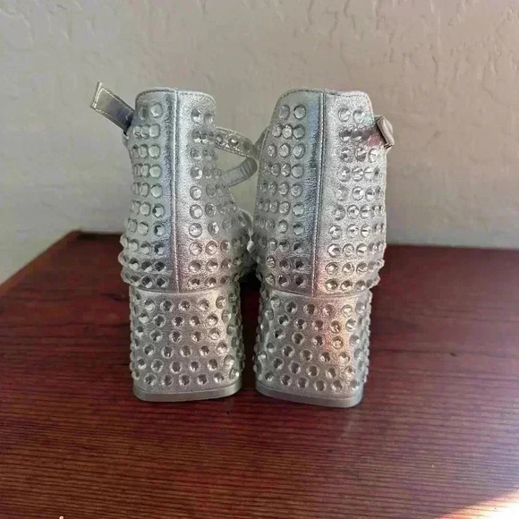 KENNETH COLE REACTION Women Nori Block Heel Dress Sandals Size 7 Silver - Picture 8 of 12